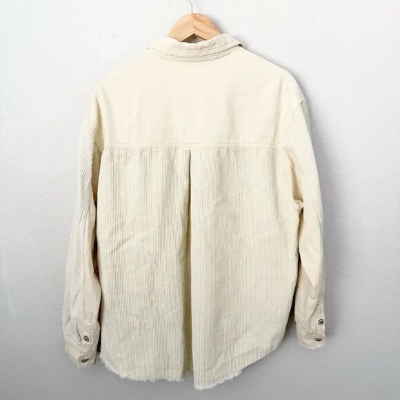 THREAD & SUPPLY | Ivory Ecru Corduroy Shacket Shirt Jacket Button Raw | Small - Picture 3 of 10
